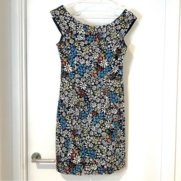 Review floral dress navy blue rainbow flowers floral feminine ladies size 10 - Picture 2 of 5
